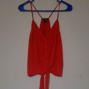 bebe Red Camisole Crop Top, xs